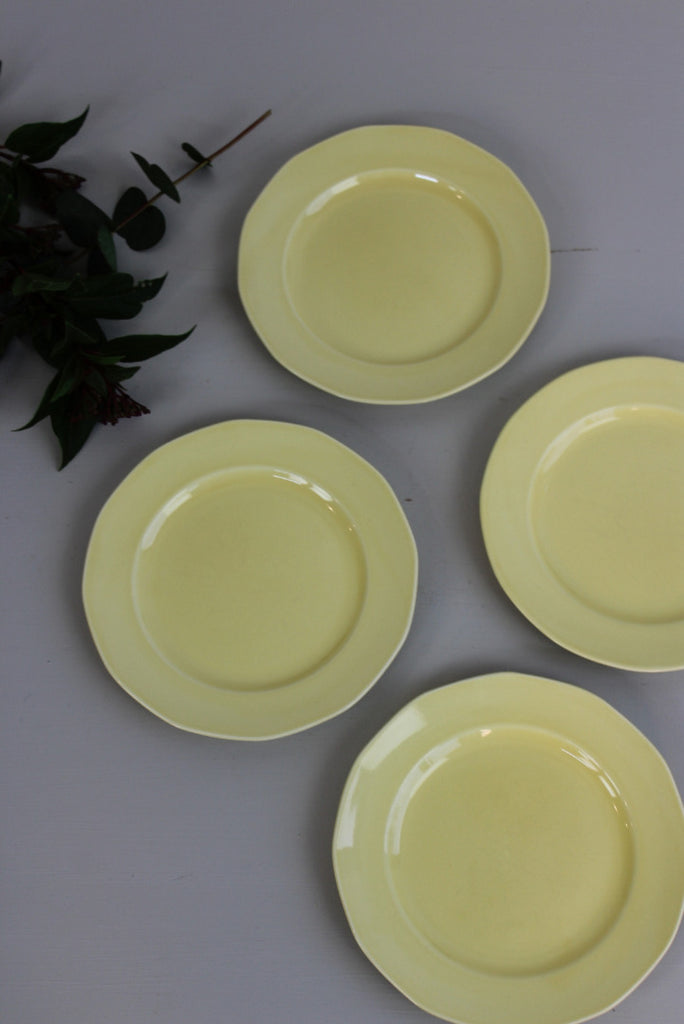 4 Vintage Primrosa Yellow Tea Plates - Kernow Furniture