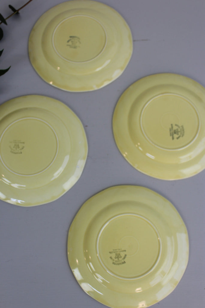 4 Vintage Primrosa Yellow Tea Plates - Kernow Furniture
