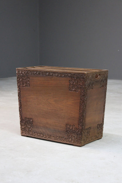 Eastern Carved Teak Magazine Rack - Kernow Furniture