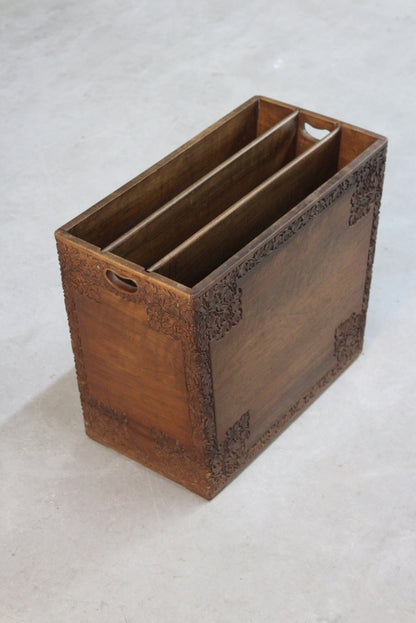 Eastern Carved Teak Magazine Rack - Kernow Furniture