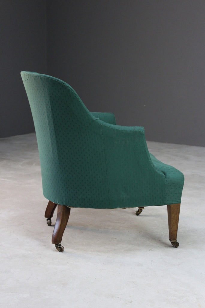 Small Early 20th Century Upholstered Armchair - Kernow Furniture
