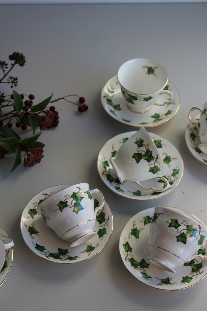 6 Colclough Ivy Cups & Saucers - Kernow Furniture