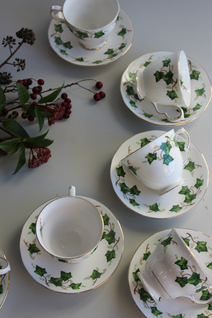 6 Colclough Ivy Cups & Saucers - Kernow Furniture