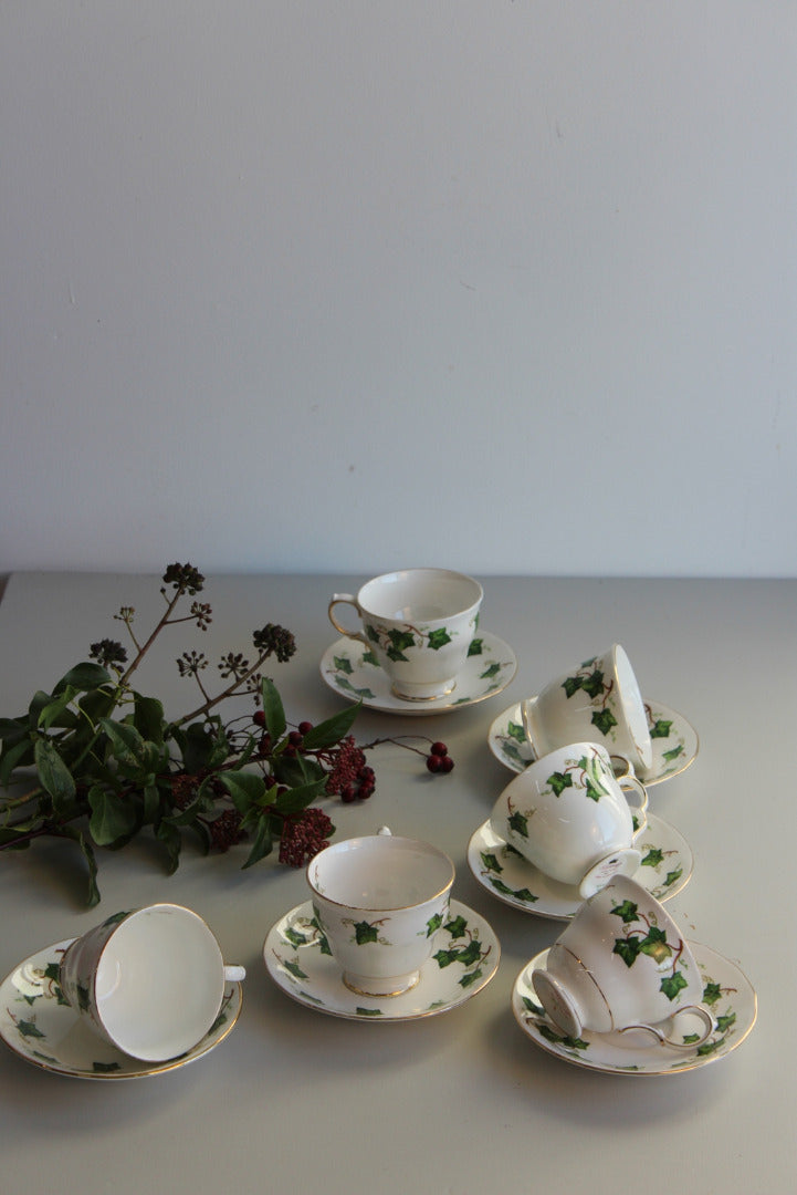 6 Colclough Ivy Cups & Saucers - Kernow Furniture