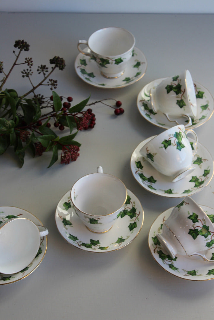 6 Colclough Ivy Cups & Saucers - Kernow Furniture