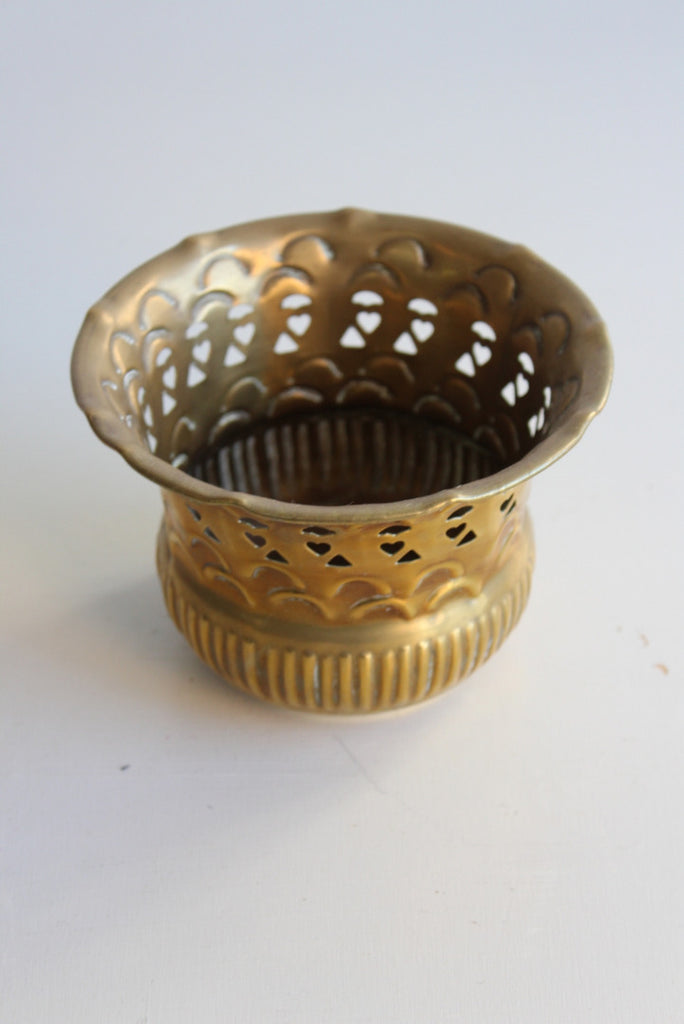 Vintage Pierced Brass Pot - Kernow Furniture