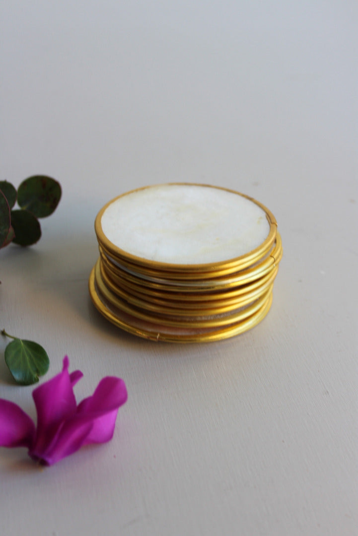 10 Vintage Capiz Shell Drinks Coasters - Kernow Furniture