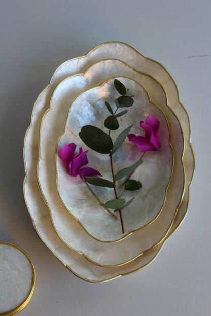 3 Capiz Shell Dishes - Kernow Furniture