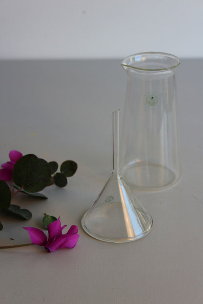 Vintage Glass Beaker & Funnel - Kernow Furniture