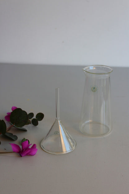 Vintage Glass Beaker & Funnel - Kernow Furniture