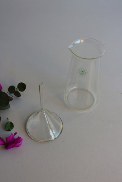 Vintage Glass Beaker & Funnel - Kernow Furniture