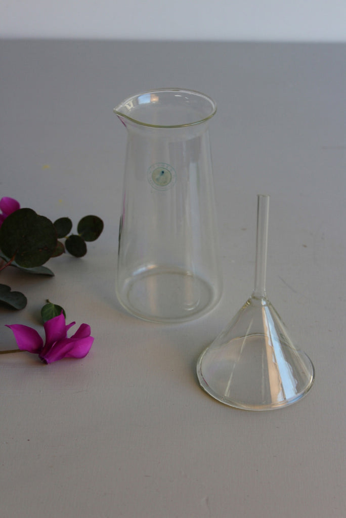 Vintage Glass Beaker & Funnel - Kernow Furniture