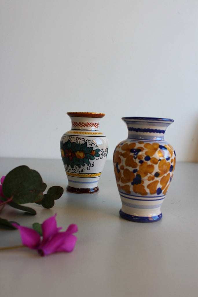 Pair Sberna Deruta Italian Glazed Vase - Kernow Furniture