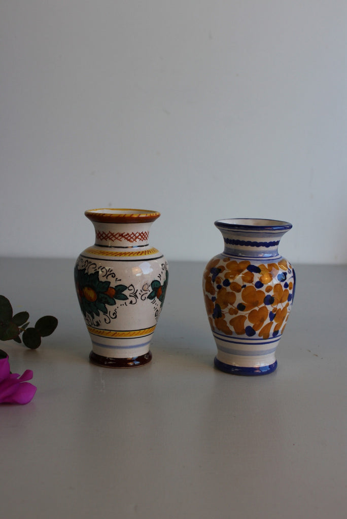 Pair Sberna Deruta Italian Glazed Vase - Kernow Furniture