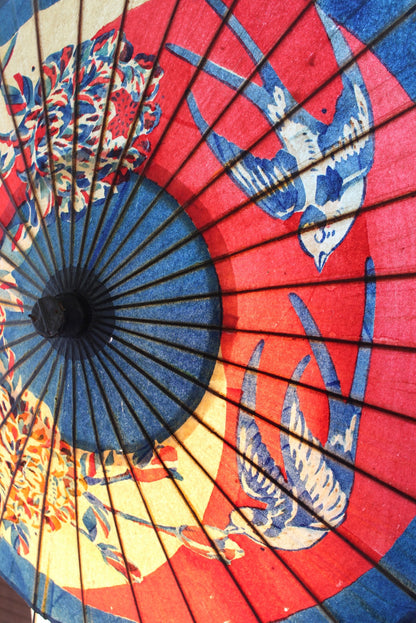 Vintage Oriental Paper Parasol - Kernow Furniture