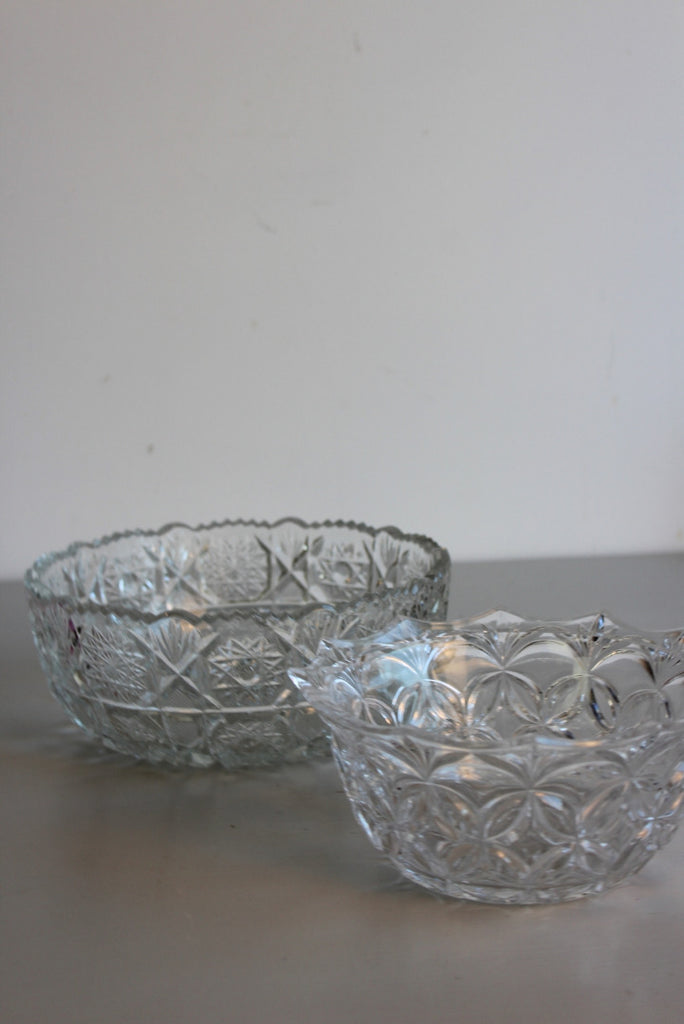 Pair Vintage Glass Bowls - Kernow Furniture