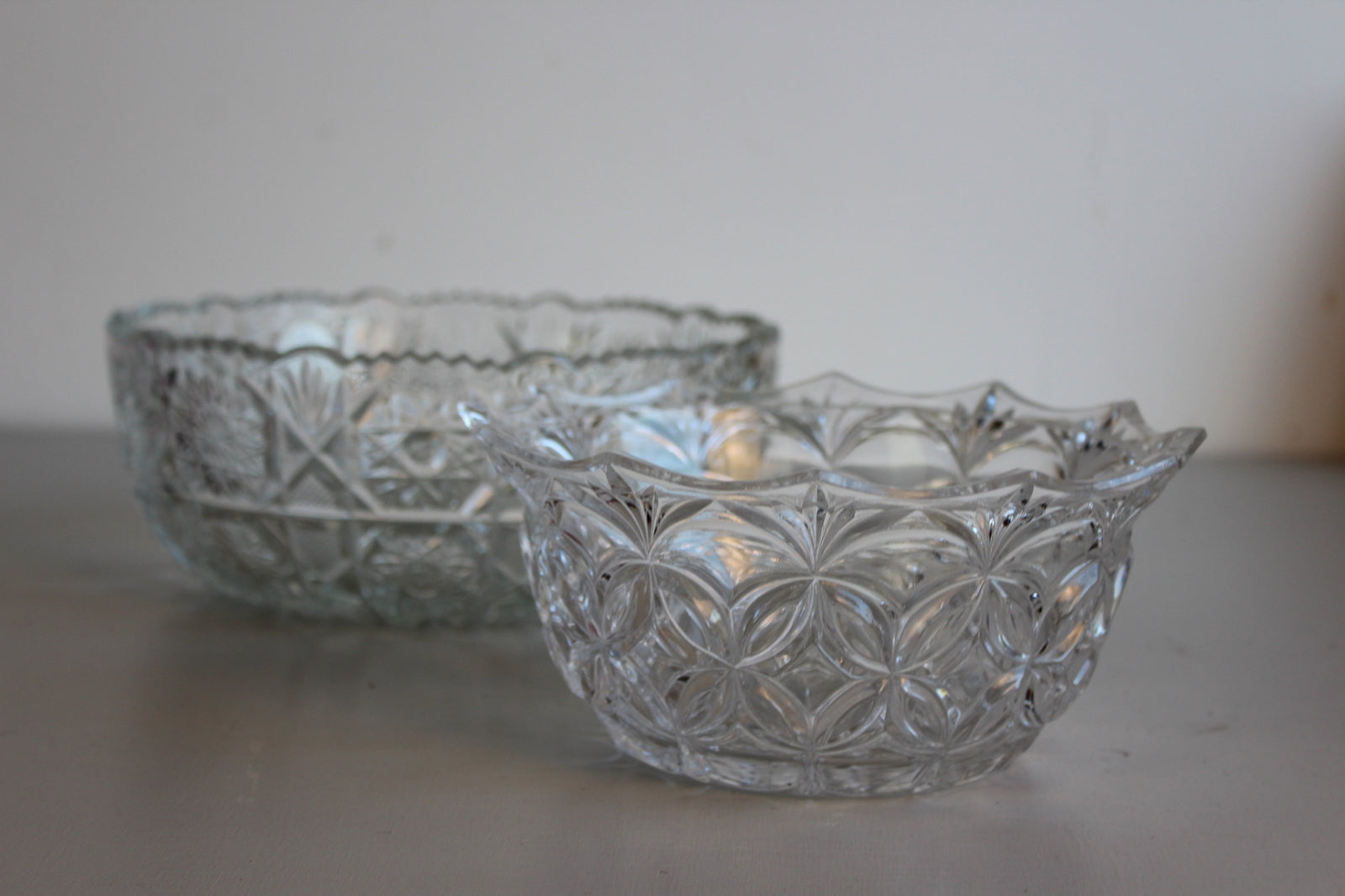 Pair Vintage Glass Bowls - Kernow Furniture