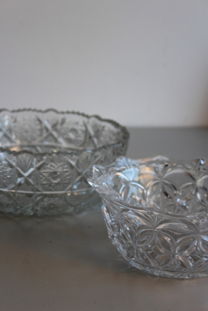 Pair Vintage Glass Bowls - Kernow Furniture