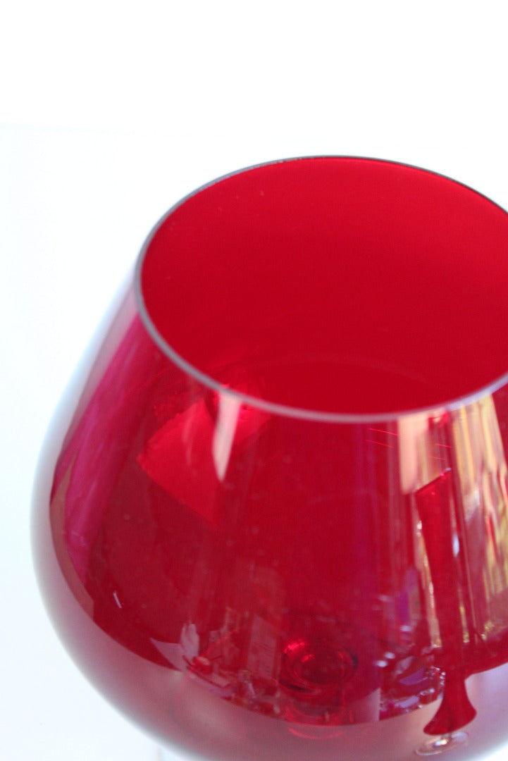 Retro Red Glass Vase - Kernow Furniture