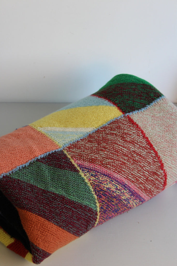 Hand Knitted Large Wool Blanket - Kernow Furniture