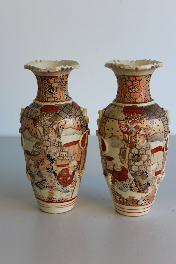 Pair Japanese Satsuma Vases - Kernow Furniture