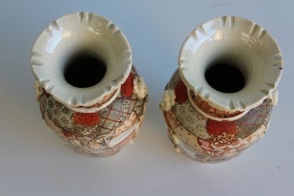 Pair Japanese Satsuma Vases - Kernow Furniture