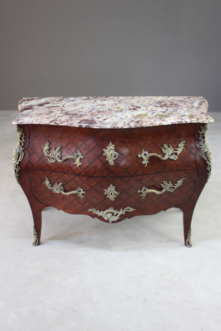 French Marble Bombe Commode Chest Drawers - Kernow Furniture