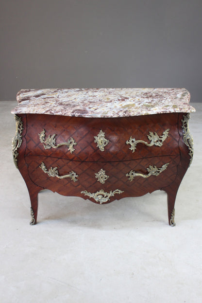 French Marble Bombe Commode Chest Drawers - Kernow Furniture