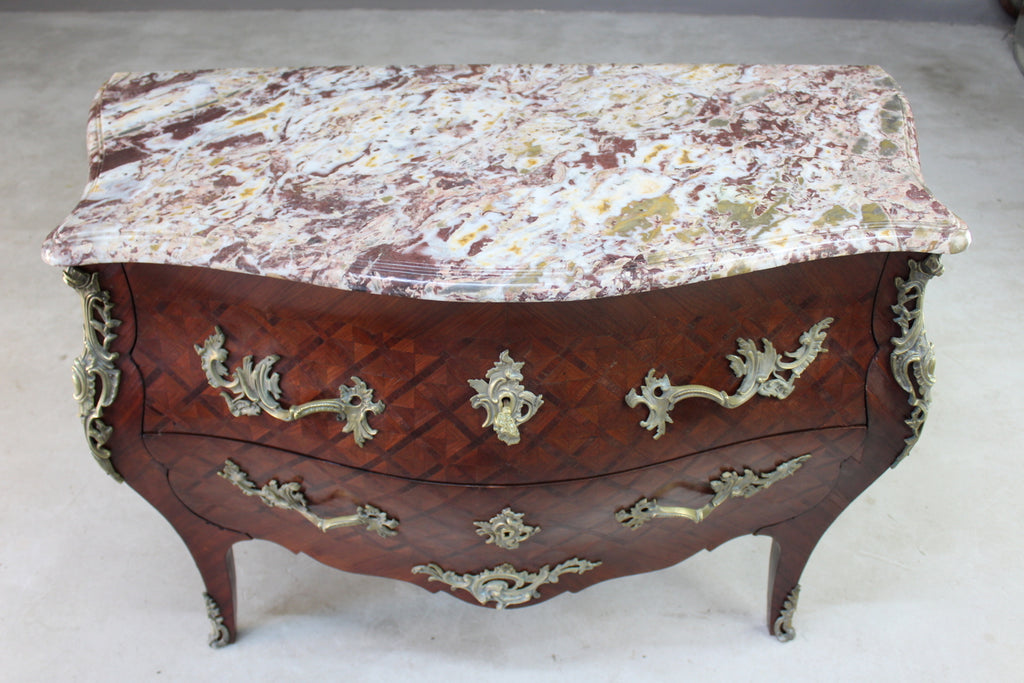 French Marble Bombe Commode Chest Drawers - Kernow Furniture