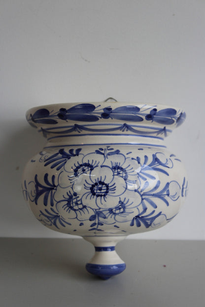 Blue & White Pottery Wall Planter - Kernow Furniture