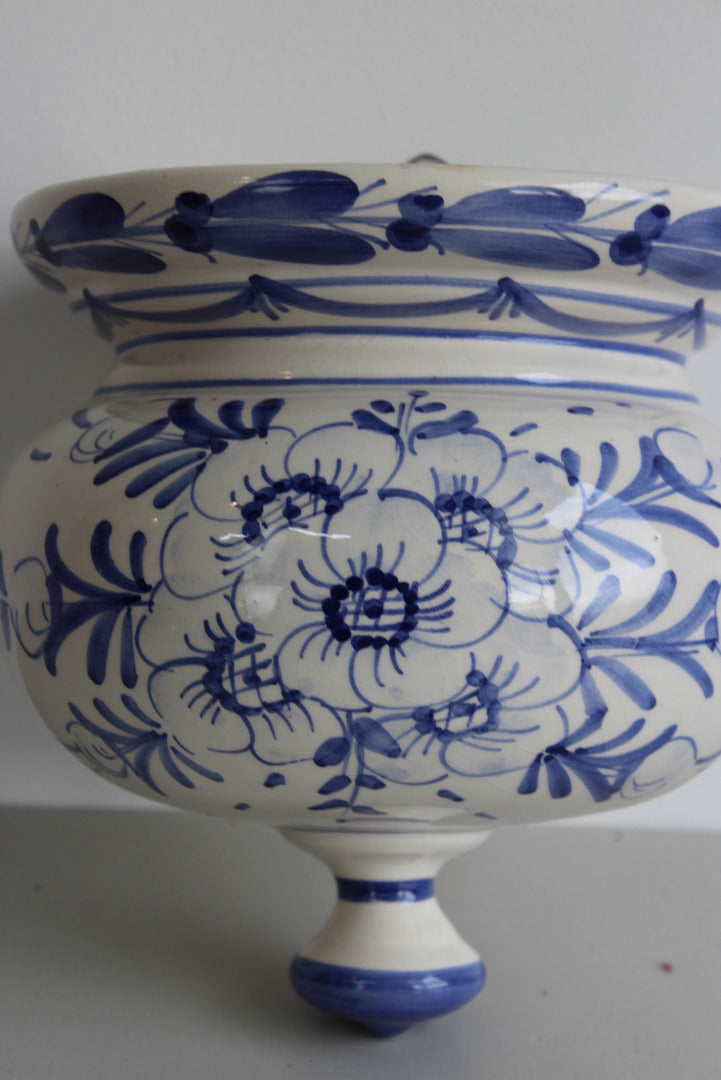 Blue & White Pottery Wall Planter - Kernow Furniture