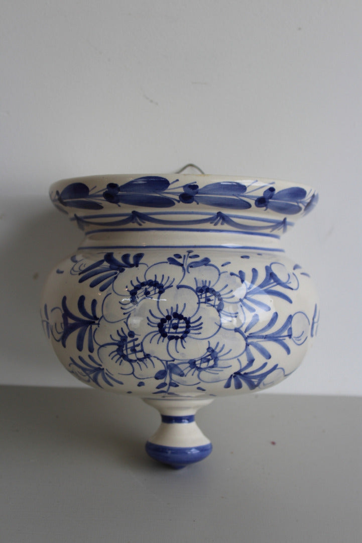 Blue & White Pottery Wall Planter - Kernow Furniture