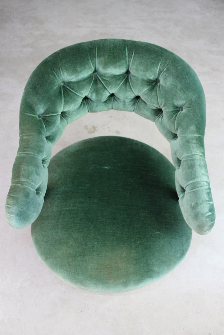 Victorian Upholstered Green Tub Chair - Kernow Furniture