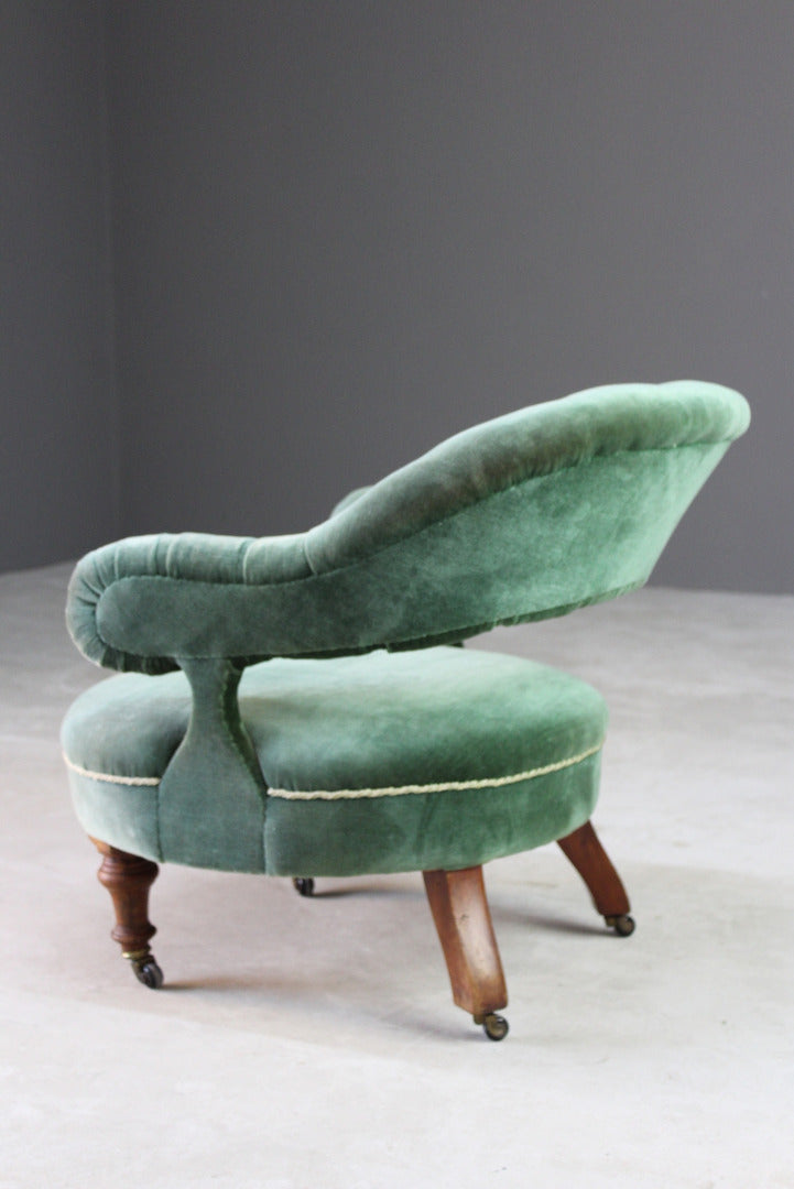 Victorian Upholstered Green Tub Chair - Kernow Furniture