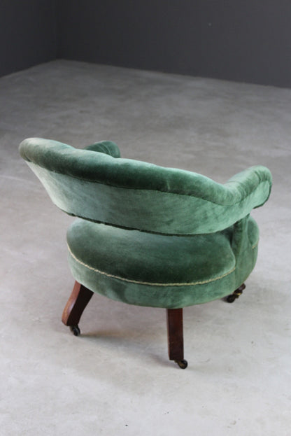 Victorian Upholstered Green Tub Chair - Kernow Furniture