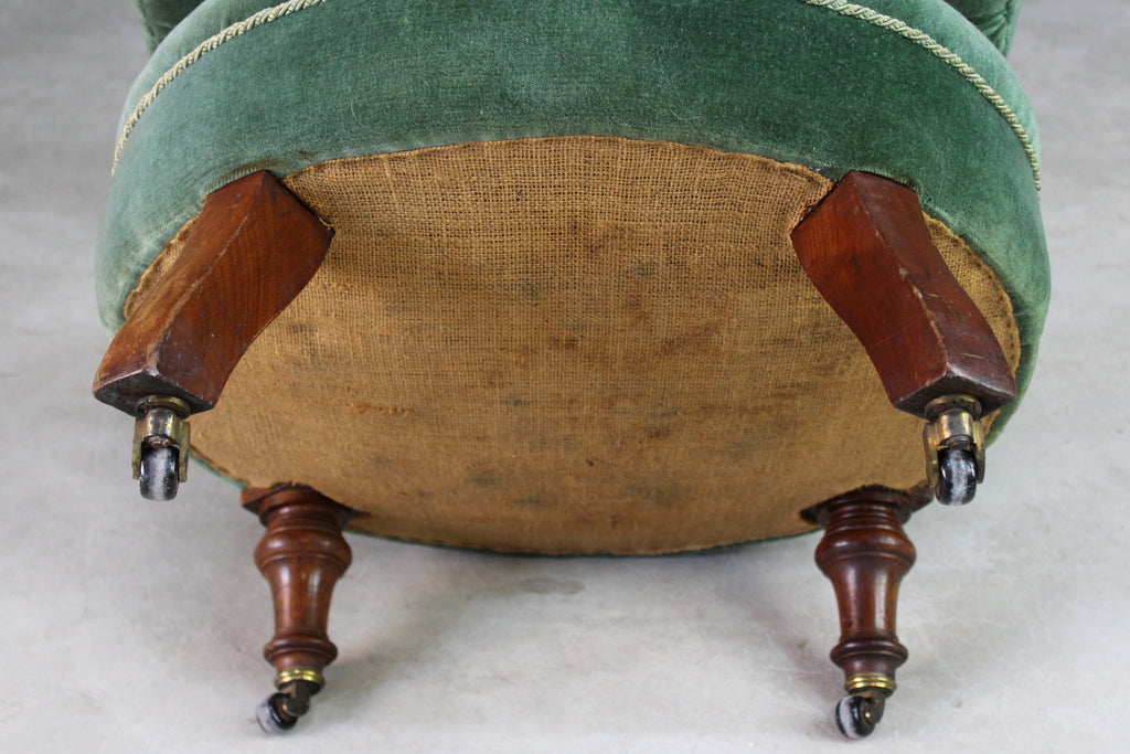 Victorian Upholstered Green Tub Chair - Kernow Furniture