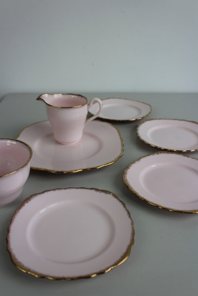 Vintage Vale Pink & Gold China Plates Jug Bowl - Kernow Furniture