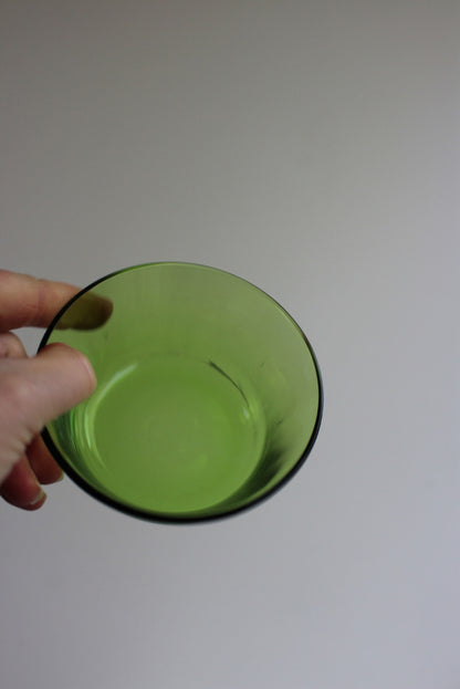 4 Retro Green Glass Dessert Bowls - Kernow Furniture