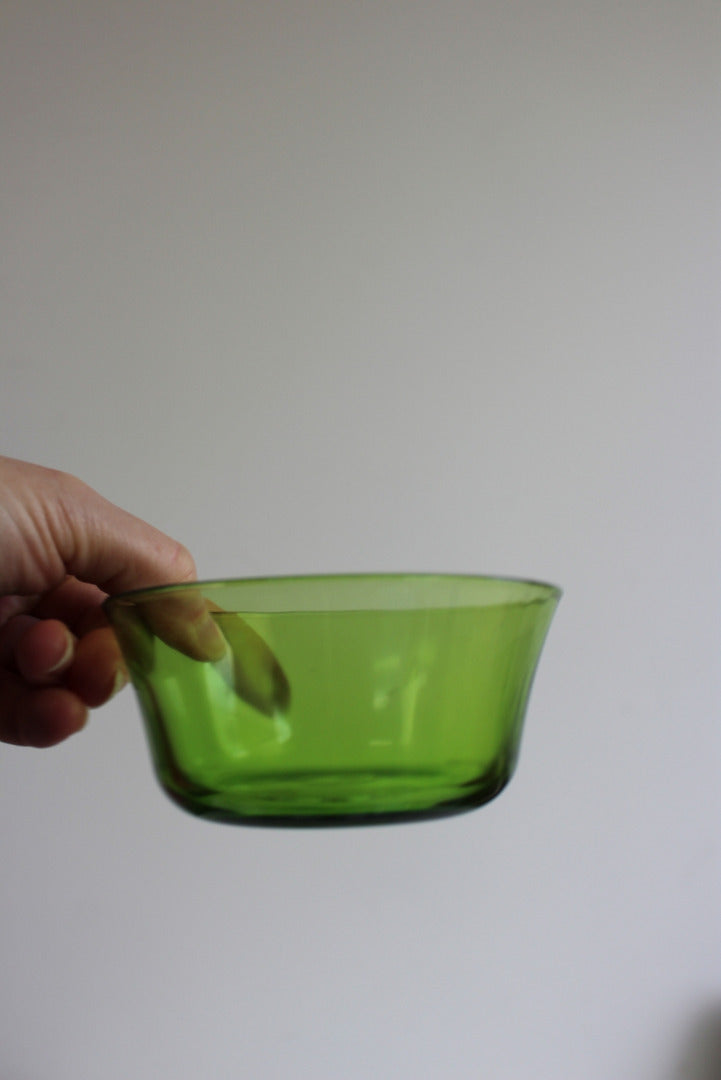 4 Retro Green Glass Dessert Bowls - Kernow Furniture