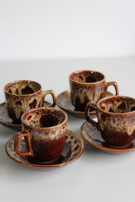 4 Fosters Pottery Cups & Saucers - Kernow Furniture