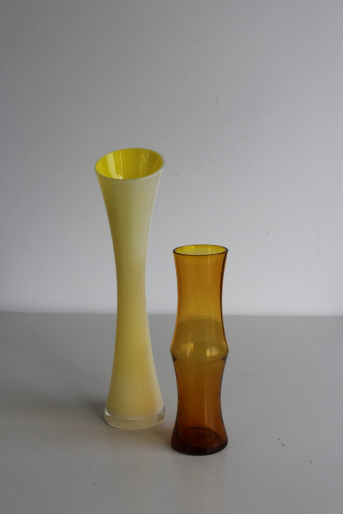 Pair Retro Coloured Glass Vase - Kernow Furniture