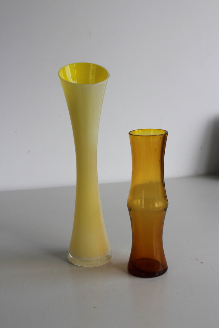 Pair Retro Coloured Glass Vase - Kernow Furniture