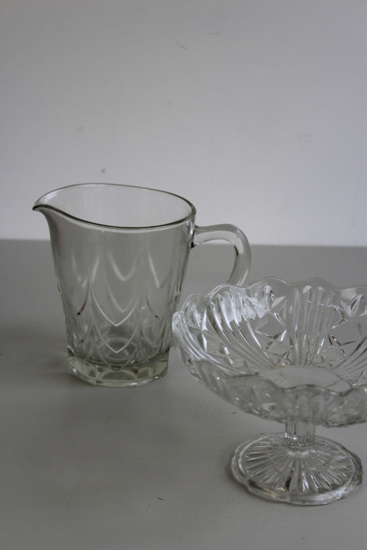 Vintage Glass Bon Bon Dish & Jug - Kernow Furniture