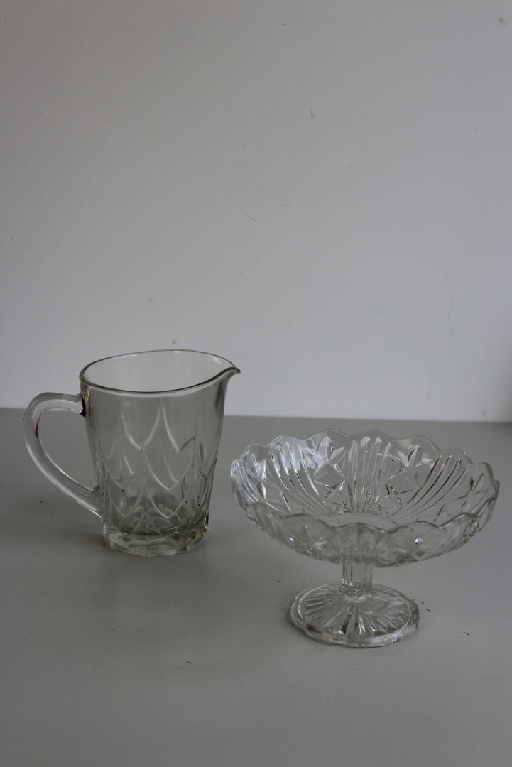 Vintage Glass Bon Bon Dish & Jug - Kernow Furniture