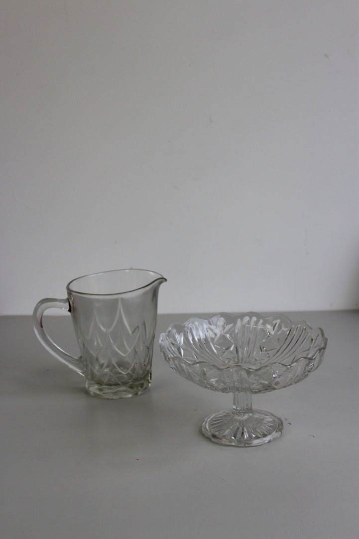 Vintage Glass Bon Bon Dish & Jug - Kernow Furniture