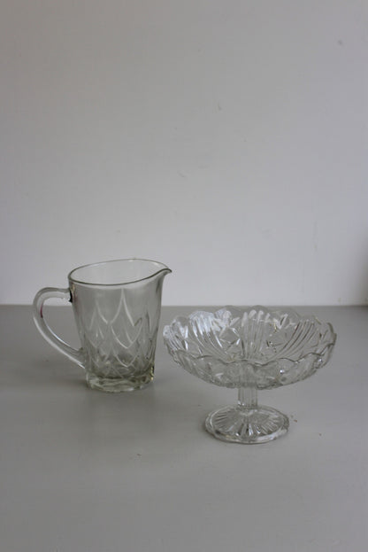 Vintage Glass Bon Bon Dish & Jug - Kernow Furniture