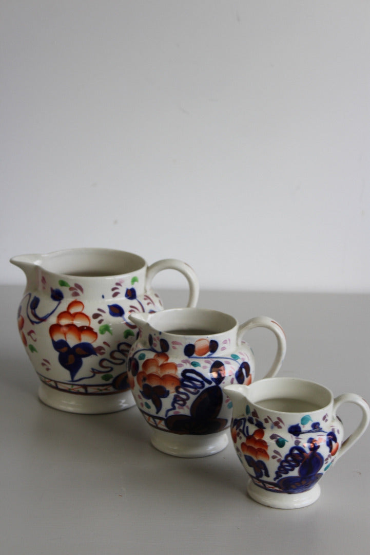 3 Allertons Gaudy Welsh Oyster Pattern Jugs - Kernow Furniture