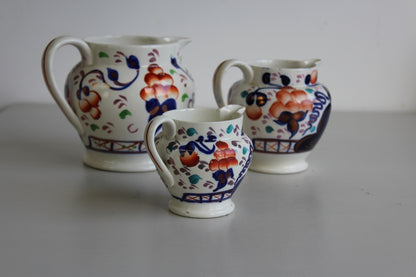 3 Allertons Gaudy Welsh Oyster Pattern Jugs - Kernow Furniture