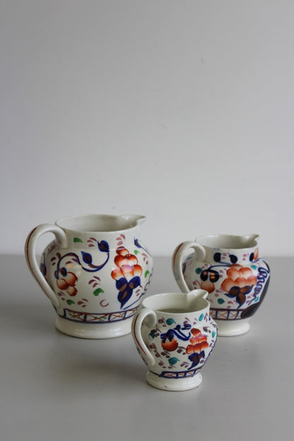 3 Allertons Gaudy Welsh Oyster Pattern Jugs - Kernow Furniture