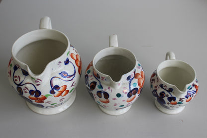 3 Allertons Gaudy Welsh Oyster Pattern Jugs - Kernow Furniture